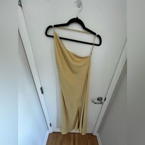 Backless Yellow Slip Dress
